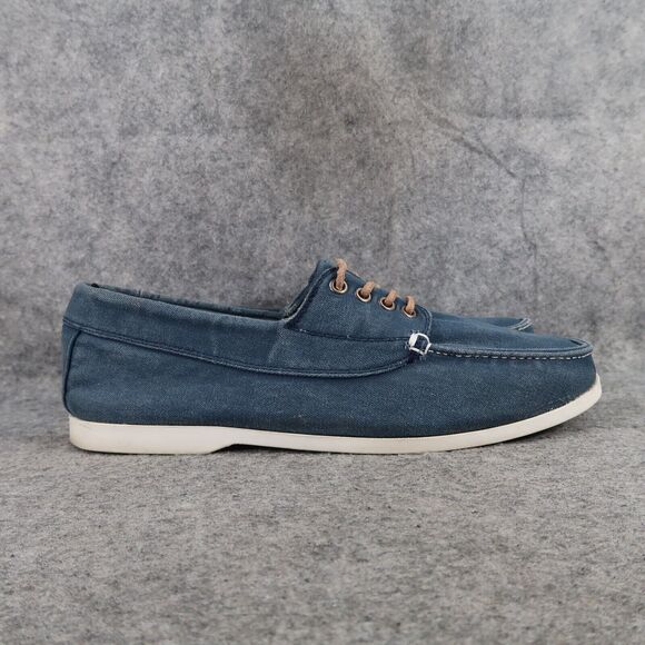 Old Navy Shoes Mens 10 Casual Boat Canvas Lace Up Moc Toe Blue Classic Peppy Low main image 6